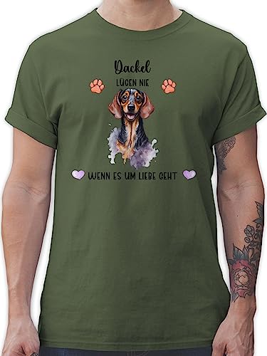 T-Shirt Herren - Hunde - Dackel - Geschenk Hundebesitzern - L - Army Grün - Hund dackelmotiv Shirt Hunde. Tshirt Hunden und personalisierte Name selbst Design hundemotiv eigenem Hundebesitzer von Geschenk mit Namen personalisiert by Shirtracer