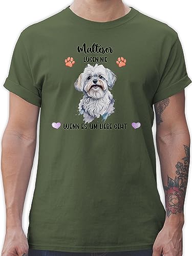 T-Shirt Herren - Hunde - Malteser - Geschenk Hundebesitzern - XL - Army Grün - Tshirt Hund Shirt Hunden Name Shirts hundemotiv Geschenke Hundebesitzer hundemotiven hundespruch hundemotive von Geschenk mit Namen personalisiert by Shirtracer