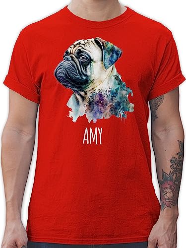 T-Shirt Herren - Hunde - Mops - Hundebesitzern Geschenk - XXL - Rot - Hund selbst Design Shirt Name hundemotiv Hunden personalisierte eigenem und Hundebesitzer hundemotiven hundespruch Hunde. von Geschenk mit Namen personalisiert by Shirtracer