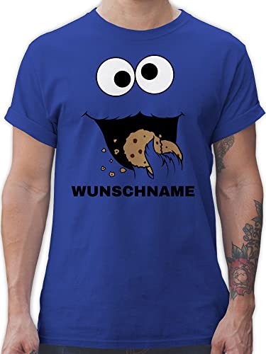 T-Shirt Herren - Karneval Fasching - Keks Monster Kostüm mit Name - S - Royalblau - keksmonster Tshirts Oberteil Tshirt keks-Monster t Shirt faschingst-Shirt krümel t-Shirts krümmelmonter von Geschenk mit Namen personalisiert by Shirtracer