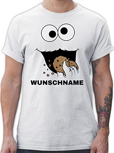 T-Shirt Herren - Karneval Fasching - Keks Monster Kostüm mit Name - XL - Weiß - krümmelmonter Funshirt Oberteil faschingst-Shirt Karnevals Cookie Shirt Tshirt fünfte Jahreszeit keks-Monster von Geschenk mit Namen personalisiert by Shirtracer