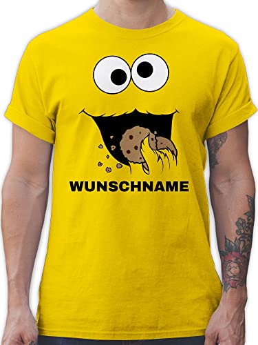 T-Shirt Herren - Karneval Fasching - Keks Monster Kostüm mit Name - XXL - Gelb - Cookie t Shirt Oberteil Faschings-t-Shirt fünfte Jahreszeit krümmelmonter Tshirts faschingst-Shirt Faschings von Geschenk mit Namen personalisiert by Shirtracer