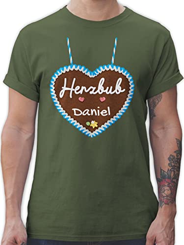 T-Shirt Herren - Kompatibel Oktoberfest - Herzbub Lebkuchenherz - L - Army Grün - bayrisch lebkuchenherzen Tshirt Mann Trachten Shirt bayrisches herzbube t Shirts männer bayrische Bayern herzbuben von Geschenk mit Namen personalisiert by Shirtracer