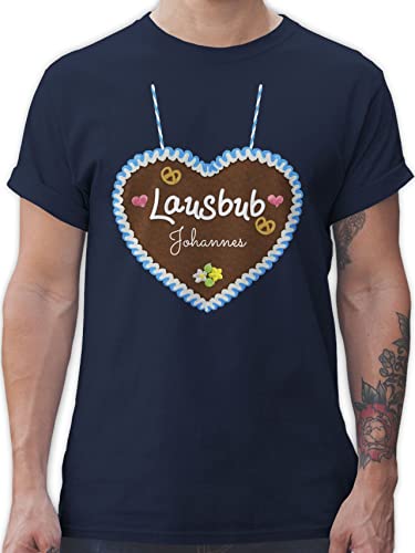 T-Shirt Herren - Kompatibel Oktoberfest - Lausbub - Lebkuchenherz und Dein Name - 5XL - Navy Blau - Shirts Trachten Tshirts für männer Shirt t Tshirt Oktoberfest-Outfits Bayern lebkuchenherzen von Geschenk mit Namen personalisiert by Shirtracer