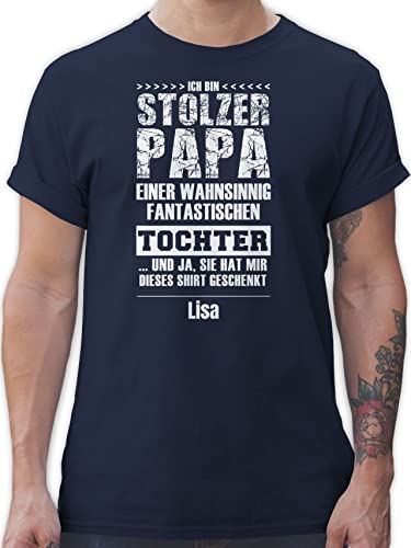 T-Shirt Herren - Ich Bin stolzer Papa Einer Tochter mit Name - XL - Navy Blau - Shirt männer von Geschenk mit Namen personalisiert by Shirtracer