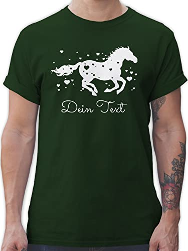 T-Shirt Herren - Pferde - Pferd Dein Name Wunschtext Text - S - Dunkelgrün - Reiter personalisiertes Geschenke pferden personalisierte Personalisieren eigenem und Geschenk+für+pferdeliebhaber von Geschenk mit Namen personalisiert by Shirtracer