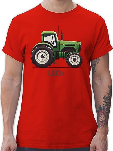 T-Shirt Herren - Traktor Landwirte Landwirt Traktoren Trecker Landwirtschaft - XL - Rot - und Name Tshirt Traktor+Herren Shirt von Geschenk mit Namen personalisiert by Shirtracer