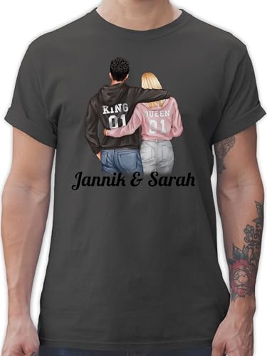 T-Shirt Herren - Liebe - Partner Geschenke Paar King Queen Couple I Pärchen Weihnachts-Geschenke Valentinstag - 3XL - Dunkelgrau - Tshirt für Paare liebeserklärung Freund Shirt von Geschenk mit Namen personalisiert by Shirtracer