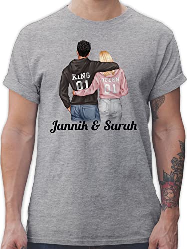 T-Shirt Herren - Liebe - Partner Geschenke Paar King Queen Couple Pärchen Weihnachts-Geschenke Valentinstag - L - Grau meliert - männer Tshirt valentinstaggeschenk für Paare t Shirts Weihnachten von Geschenk mit Namen personalisiert by Shirtracer