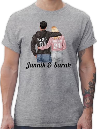 T-Shirt Herren - Liebe - Partner Geschenke Paar King Queen Couple I Pärchen Weihnachts-Geschenke Valentinstag - M - Grau meliert - Tshirt für Paare liebeserklärung Freund Shirt von Geschenk mit Namen personalisiert by Shirtracer