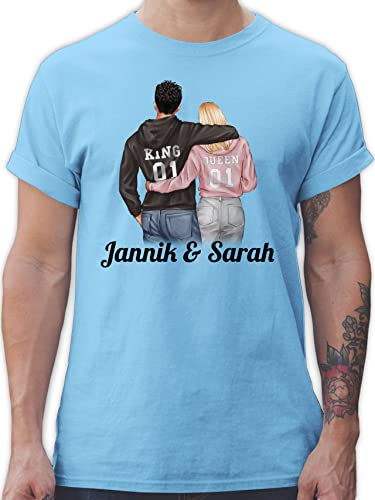 T-Shirt Herren - Liebe - Partner Geschenke Paar King Queen Couple Pärchen Weihnachts-Geschenke Valentinstag - XL - Hellblau - ihn für personalisierte von Geschenk mit Namen personalisiert by Shirtracer