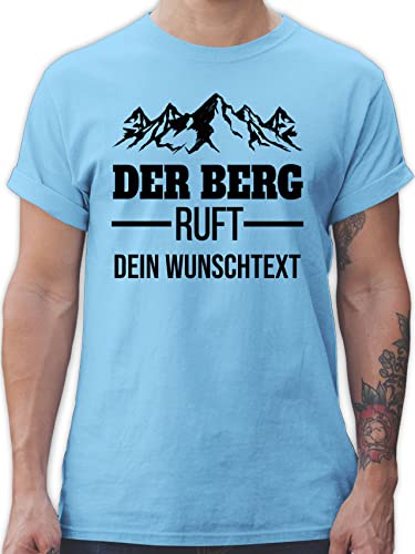 T-Shirt Herren - Wandern - Der Berg Ruft - Geschenk Berge - XL - Hellblau - Wander Shirt Wanderer Tshirt Wunschname von Geschenk mit Namen personalisiert by Shirtracer