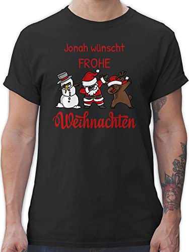 T-Shirt Herren - Geschenke Christmas - Dabbing Santa Figuren Frohe Weihnachten - Wunschtext - 5XL - Schwarz - Weihnachts personalisierte 2022 2023 Name weihnachtsmotiv und weihnachtsoutfit von Geschenk mit Namen personalisiert by Shirtracer