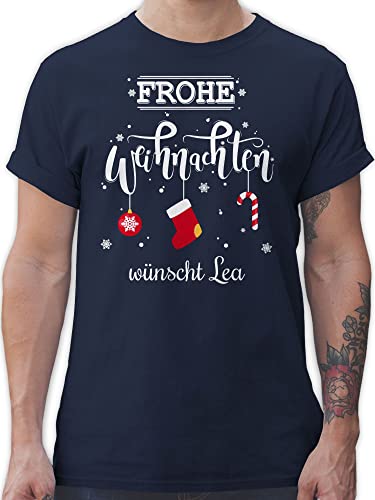 T-Shirt Herren - Geschenke Christmas - Frohe Weihnachten Lettering Wunschtext - 3XL - Navy Blau - Weihnachts Shirt weihnachtsoutfit weihnachtsmotiven Tshirt weihnachtliche t Weihnachtszeit von Geschenk mit Namen personalisiert by Shirtracer