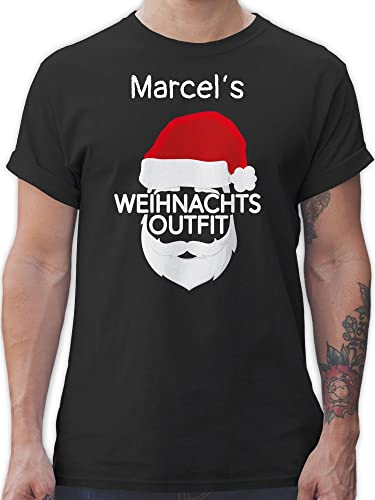 T-Shirt Herren - Weihnachten Geschenke Christmas - Weihnachtsoutfit mit Name - L - Schwarz - personalisierte Weihnachts weihnachtlich weihnachtliche 2023 Frohe 2022 personalisiertes von Geschenk mit Namen personalisiert by Shirtracer