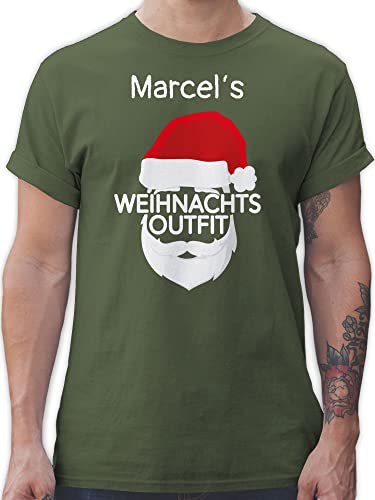 T-Shirt Herren - Weihnachten Geschenke Christmas - Weihnachtsoutfit mit Name - XL - Army Grün - personalisierte Weihnachts weihnachtlich weihnachtsmotiv Frohe 2023 und 2022 Weihnachtszeit von Geschenk mit Namen personalisiert by Shirtracer