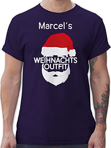 T-Shirt Herren - Weihnachten Geschenke Christmas - Weihnachtsoutfit mit Name - XXL - Lila - personalisierte Weihnachts weihnachtsmotiv und personalisiertes 2023 Frohe 2022 weihnachtsmotive von Geschenk mit Namen personalisiert by Shirtracer