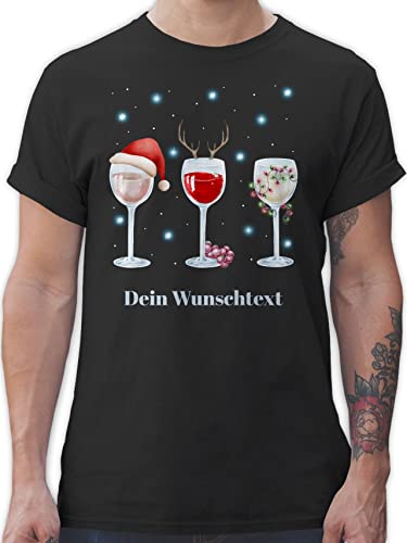 T-Shirt Herren - Geschenke Christmas - Weingläser Weihnachten - L - Schwarz - weihnachtsmotiv weinglas Thirt weihnachtsoutfit personalisierte Weihnachts t Shirt Weihnachtszeit Tshirt von Geschenk mit Namen personalisiert by Shirtracer