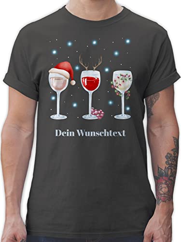 T-Shirt Herren - Geschenke Christmas - Weingläser Weihnachten - M - Dunkelgrau - weihnachtsmotiv weinglas t Shirts weihnachtsoutfit weihnachtliche t- Shirt weihnachtlich Thirt weihnachtsmotive von Geschenk mit Namen personalisiert by Shirtracer