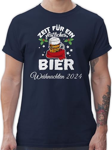 T-Shirt Herren - Weihnachten Geschenke Christmas - Zeit für EIN festliches Bier Wunschtext 2024 - L - Navy Blau - personalisiertes Weihnachts Tshirt Name Shirt 2023 Frohe 2022 weihnachtsmotiv und von Geschenk mit Namen personalisiert by Shirtracer