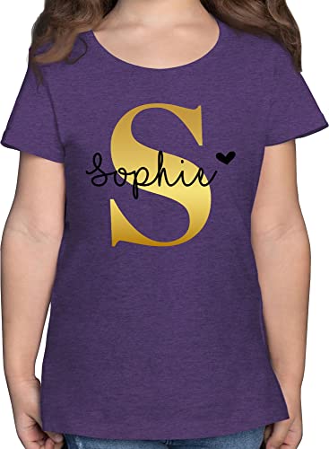 T-Shirt Mädchen - Namens Geschenk I Anfangsbuchstabe personalisiert I Initialen mit Name - 164 (14/15 Jahre) - Lila Meliert - Tshirt Kinder Buchstabe t-Shirts Bedruckt Buchstaben s Shirt von Geschenk mit Namen personalisiert by Shirtracer