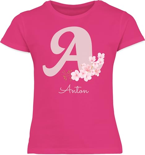 T-Shirt Mädchen - Anfangsbuchstabe Name - Personalisierte Geschenke mit Anfangsbuchstaben I Geschenkideen mit Namen - 140 (9/11 Jahre) - Fuchsia - namens Tshirt Kinder Buchstaben Buchstabe Shirt von Geschenk mit Namen personalisiert by Shirtracer