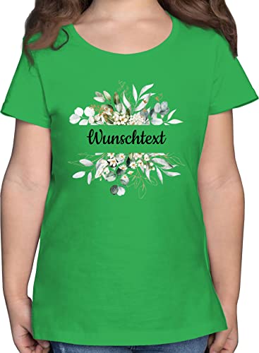 T-Shirt Mädchen - Aufdruck selbst gestalten - Wunschtext Text I eigener Text - 152 (12/13 Jahre) - Grün - Kinder Tshirt Name personalisierte Blumen Shirt kindert-Shirts Bedrucken 4 zeilen Flowers von Geschenk mit Namen personalisiert by Shirtracer