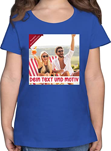 T-Shirt Mädchen - eigenem Bild - Eigenes Foto Geschenk I - 128 (7/8 Jahre) - Royalblau - personalisiertes Tshirt für Kinder selbst drucken Photo Shirt personalisierte t Shirts Schule von Geschenk mit Namen personalisiert by Shirtracer