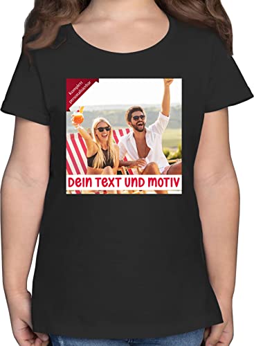 T-Shirt Mädchen - eigenem Bild - Eigenes Foto Geschenk I - 152 (12/13 Jahre) - Schwarz - personalisiertes Tshirt für Kinder selbst drucken Photo Shirt personalisierte t Shirts Schule von Geschenk mit Namen personalisiert by Shirtracer