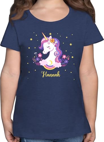 T-Shirt Mädchen - Einhorn Geschenk Einhörner I Unicorn - 140 (9/11 Jahre) - Dunkelblau Meliert - Kinder Tshirt Einhorn-thsirt Unicorns with Shirt personalisiertes selbst gestalten einhörnern und von Geschenk mit Namen personalisiert by Shirtracer