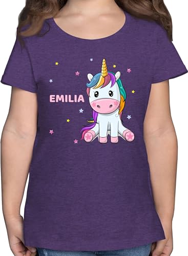 T-Shirt Mädchen - Einhorn Unicorn - 116 (5/6 Jahre) - Lila Meliert - personalisiertes Kinder t Shirt Tshirt Name und Shirts Kind Motiv personalisierte Geschenke Maedchen eigenem personalisierung von Geschenk mit Namen personalisiert by Shirtracer