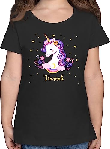 T-Shirt Mädchen - Einhorn Unicorn - 116 (5/6 Jahre) - Schwarz - personalisierte Kinder t Shirts Unicorns turnsackerl t-Shirts personalisiertes Shirt einhörnern Einschulung Tshirt und einhörner von Geschenk mit Namen personalisiert by Shirtracer