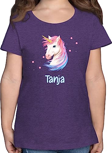 T-Shirt Mädchen - Einhorn Unicorn - 152 (12/13 Jahre) - Lila Meliert - personalisierte Tshirt Kinder und Shirt Name t Maedchen Kind personalisiertes eigenem Shirts Kindermode Geschenke von Geschenk mit Namen personalisiert by Shirtracer