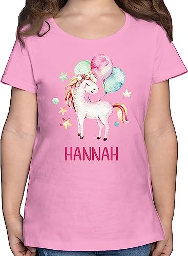 T-Shirt Mädchen - Einhorn Unicorn Einhörner - 128 (7/8 Jahre) - Rosa - personalisierte Kinder t Shirts Unicorns Tshirt selbst gestalten einhörnern Shirt Einhorn+Tshirt+Kinder Name t-Shirts von Geschenk mit Namen personalisiert by Shirtracer