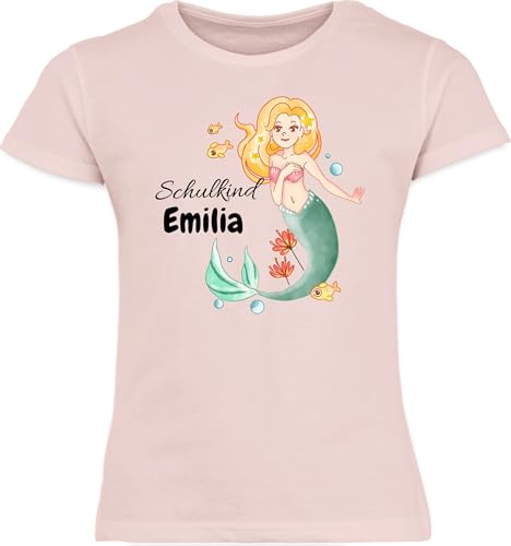 T-Shirt Mädchen - Einschulung - Meerjungfrau Schulkind - 116 (5/6 Jahre) - Rosa - Tshirt 2023 Shirt zum Schulanfang schulanfänger Schule t-Shirts kinderkleidung Schulstart Einschulung-Schulkind von Geschenk mit Namen personalisiert by Shirtracer