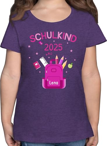 T-Shirt Mädchen - Einschulung - Schulkind 2025-128 (7/8 Jahre) - Lila Meliert - 2023 schuleingangs Tshirt personalisiertes Schulanfang jetzt Shirt t einschulungstshirts schulanfänger ich Bin von Geschenk mit Namen personalisiert by Shirtracer