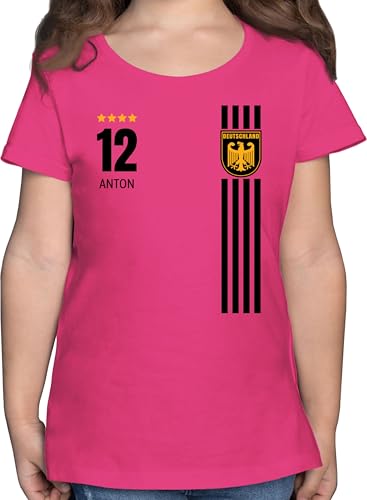 T-Shirt Mädchen - 2024 Fussball EM Fanartikel - Deutschland Germany Trikot Style - 152 (12/13 Jahre) - Fuchsia - Deutschland. Shirt. Kinder Tshirt Shirt fußball Deutschland-Fanartikel t Shirts von Geschenk mit Namen personalisiert by Shirtracer