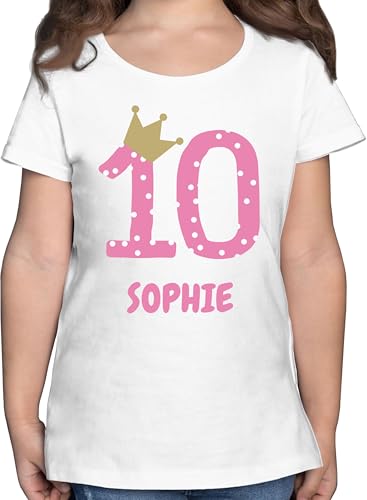 T-Shirt Mädchen - Kindergeburtstag 10 Jahre | Geburtstagsmotiv für 10-Jährige mit Namen | 10. Geburtstag | Geburtstagsgeschenk für 10 jährige - 152 (12/13 Jahre) - Weiß - 10ter Tshirt von Geschenk mit Namen personalisiert by Shirtracer