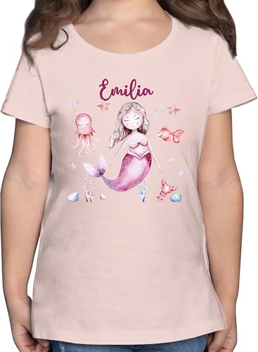 T-Shirt Mädchen - Meerjungfrau Nymphe Nixe - 116 (5/6 Jahre) - Rosa - Meerjungfrauen Tshirt Shirt personalisierte Nymph Oberteil und eigenem Motiv Shirts t-Shirts t t_Shirt Kinder für von Geschenk mit Namen personalisiert by Shirtracer