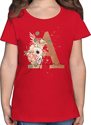 T-Shirt Mädchen - Name - Watercolor Anfangsbuchstabe - 164 (14/15 Jahre) - Rot - Buchstaben Shirt Kinder Kita Tshirt Bedrucken für t Custom Shirts Buchstabe namens Geschenke Kind Schule initial von Geschenk mit Namen personalisiert by Shirtracer