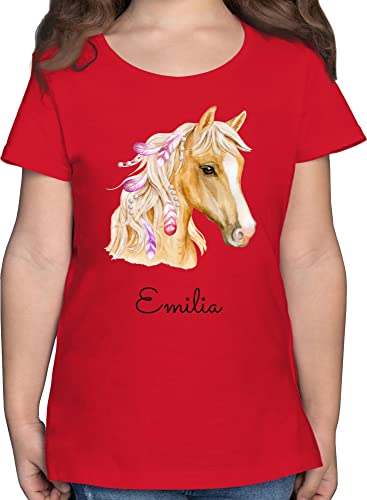 T-Shirt Mädchen - Pferd Pferde - Pferdekopf - 152 (12/13 Jahre) - Rot - Reiter Sachen Tshirt Kind Kinder pferdeshirt reitersachen t Shirts Shirt pferdeshirts Pferdesport von Geschenk mit Namen personalisiert by Shirtracer