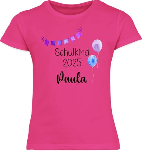 T-Shirt Mädchen - Schulkind 2025 mit Name | Geschenke Einschulung - 140 (9/11 Jahre) - Fuchsia - First Day of School Tshirt personalisiertes Schulanfang Shirt kinderkleidung Schulstart von Geschenk mit Namen personalisiert by Shirtracer