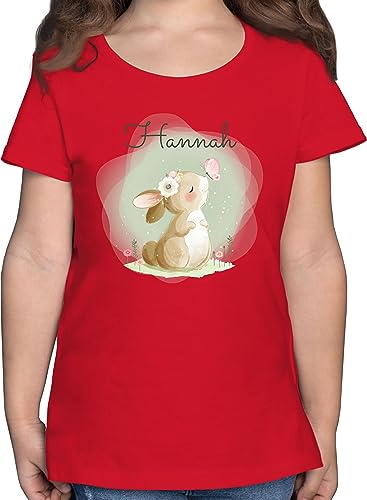 T-Shirt Mädchen - Süßer Hase Bunny Rabbit Hasen Kaninchen - 128 (7/8 Jahre) - Rot - Tshirt Kinder Oster Shirt Ostern Kind häschen Langohr t Osterhase Motiv süße hasenmotiv von Geschenk mit Namen personalisiert by Shirtracer