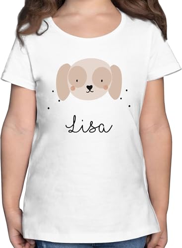 T-Shirt Mädchen - Süßer Hund Hündin Hunde Hundemotiv - 140 (9/11 Jahre) - Weiß - Tshirt Hundebesitzer Name Shirt Kind Hunden Kinder personalisiertes hundemotiven hundemotive Hunde. Dog von Geschenk mit Namen personalisiert by Shirtracer