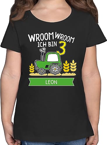 T-Shirt Mädchen - 3. Geburtstag - Ich Bin 3 Traktor Trecker Ich werde 3 Bulldog - 104 (3/4 Jahre) - Schwarz - geburtstagsshirt Jahre dritter Tshirt Geburtstags 3.Geburtstag Shirt von Geschenk mit Namen personalisiert by Shirtracer