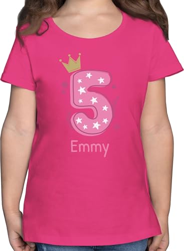 T-Shirt Mädchen - 5. Geburtstag - 5 mit Name - 116 (5/6 Jahre) - Fuchsia - Geburtstags Tshirt Geschenke für 5jährige 5.Geburtstag Zahl Shirt Jahre und 5-jaehrige Personalized t Shirts Outfit von Geschenk mit Namen personalisiert by Shirtracer