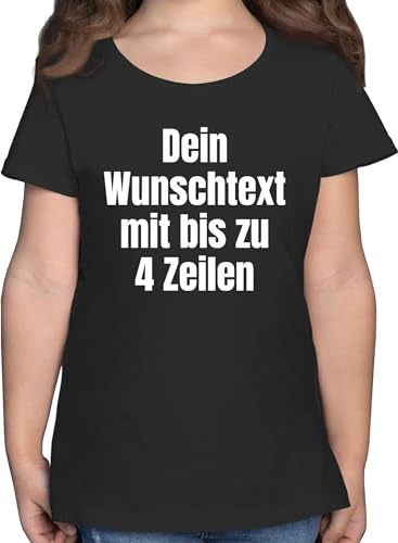 T-Shirt Mädchen - Aufdruck selbst gestalten - Wunschtext - 128 (7/8 Jahre) - Schwarz - Kinder t Shirt Bedrucken selber Tshirt selbstgestalten Shirts Text nach Wunsch für eigenem Druck t-Shirts von Geschenk mit Namen personalisiert by Shirtracer