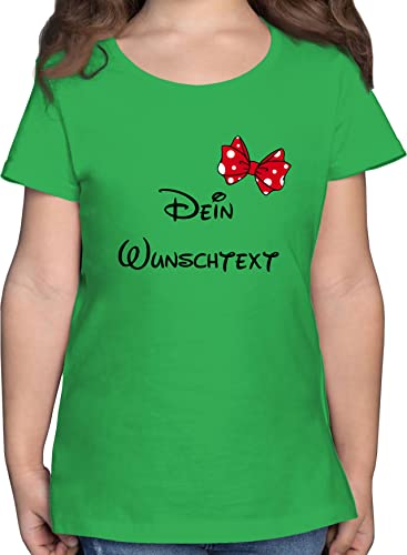 T-Shirt Mädchen - Aufdruck selbst gestalten - Wunschtext Schleife - 128 (7/8 Jahre) - Grün - Name und Datum individueller Text Geschenke individuellen Druck zum Bedrucken von Geschenk mit Namen personalisiert by Shirtracer