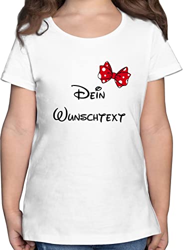 T-Shirt Mädchen - Aufdruck selbst gestalten - Wunschtext Schleife - 152 (12/13 Jahre) - Weiß - Text frei wählbar eigenem selbstgewähltem individuellen dem eigener Schriftzug Name Machen Lassen von Geschenk mit Namen personalisiert by Shirtracer