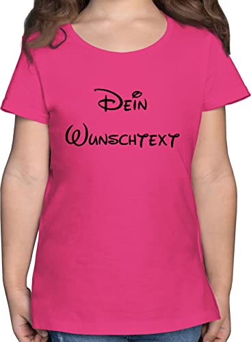 T-Shirt Mädchen - Aufdruck selbst gestalten - Wunschtext - 128 (7/8 Jahre) - Fuchsia - selber Bedrucken Text Bedruckte Personalized Name eigenem Schrift Wunschname texten etwas rauf drucken Lassen von Geschenk mit Namen personalisiert by Shirtracer